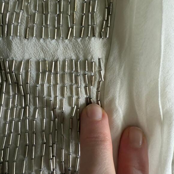 JF & Son Silk Beaded Sequin Skirt Size 4 White Silver SS09 - Picture 15 of 16